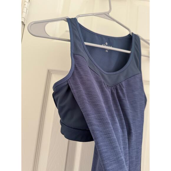 Athleta Gel Mesh Supercharged 2-in-1 Shelf Bra Tank Top Womens XS Blue Racerback - Picture 5 of 14